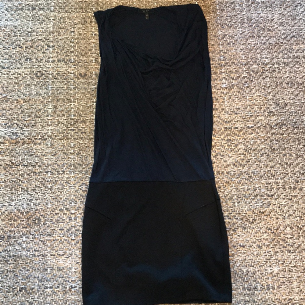 Cowl Neck Navy and Black Dress